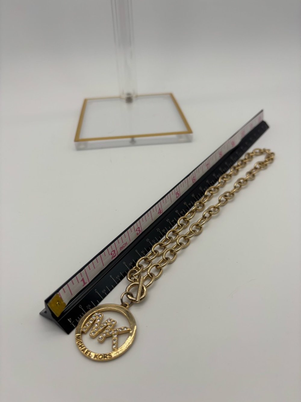 Michael Kors Pavé Logo Toggle Necklace Gold #005